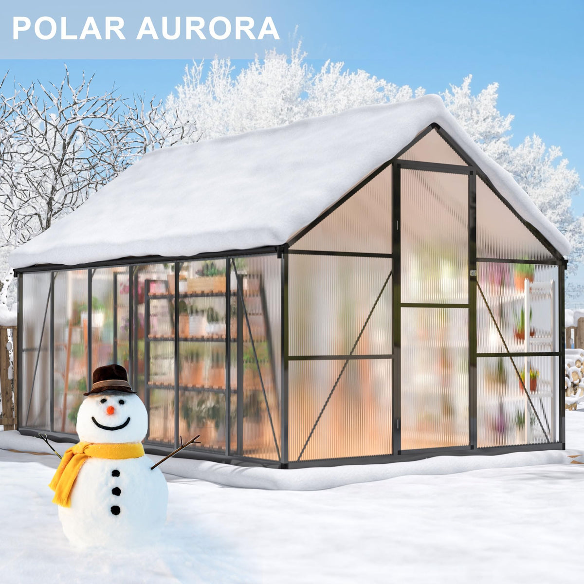 Polar Aurora 8x12 FT Outdoor Walk-in Polycarbonate Greenhouse
