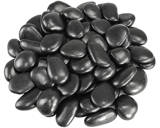 GreenVibe Large River Rocks for Landscaping, 20lbs Black Pebbles for Indoor Plants, 2-3 Inch Decorative Rocks for Planters, High Polished Stones for Vase Filler Fish Tank Garden