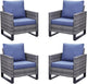 Belord Outdoor Wicker Chair Patio Chairs Set of 4, All Weather Rattan Club Chairs 4 Piece Furniture Set with Leveling Feet Water-Resistant Cushion Anti-Rust Frame