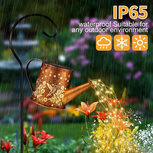 Solar Watering Can Light, Solar Powered Hanging Lantern Landscape Lights, Decorative Garden for Yard Waterproof Garden Decor, Gifts for Mom, Grandma（Hummingbird）