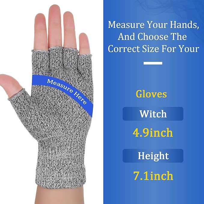 Geyoga 2 Pair Cut Resistant Half Finger Protection Gloves for Home Use (Grey and Black)