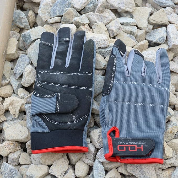 HANDLANDY Work Gloves for Men & Women, Utility Mechanic Working Gloves Touch Screen, Flexible Yard Work Gloves