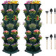 DUNCHATY Stackable Planter, Vertical Garden Planter with Wheels and Tools, Self Watering Strawberry Planter Indoor/Outdoor 7 Tier Herb Planter Pots for Growing Vegetables and Succulents,Pine Green