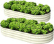 SnugNiture 2 Pcs 6x3x1ft Raised Garden Bed Kit, Outdoor Oval Metal Garden Planter, Ground Planter Box for Gardening Vegetables Flowers, White