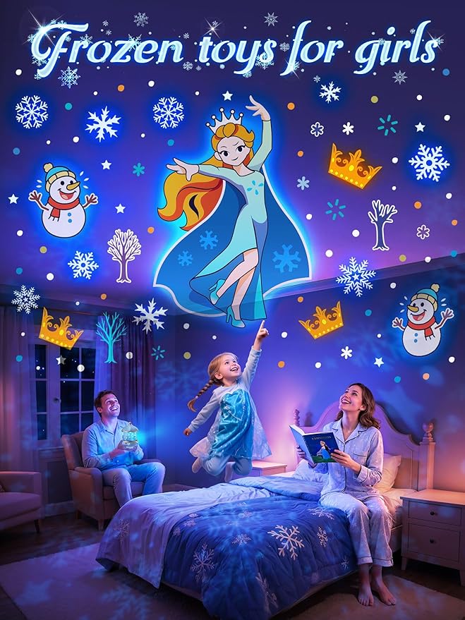 Frozen Toys, 15 Music+16 Films+315 Colors Night Light for Kids, 360°+Remote+Cordless Star Projector for Kids Night Light Projector, Princess Toys for Girls Room Decor, Christmas Gifts Frozen Gifts