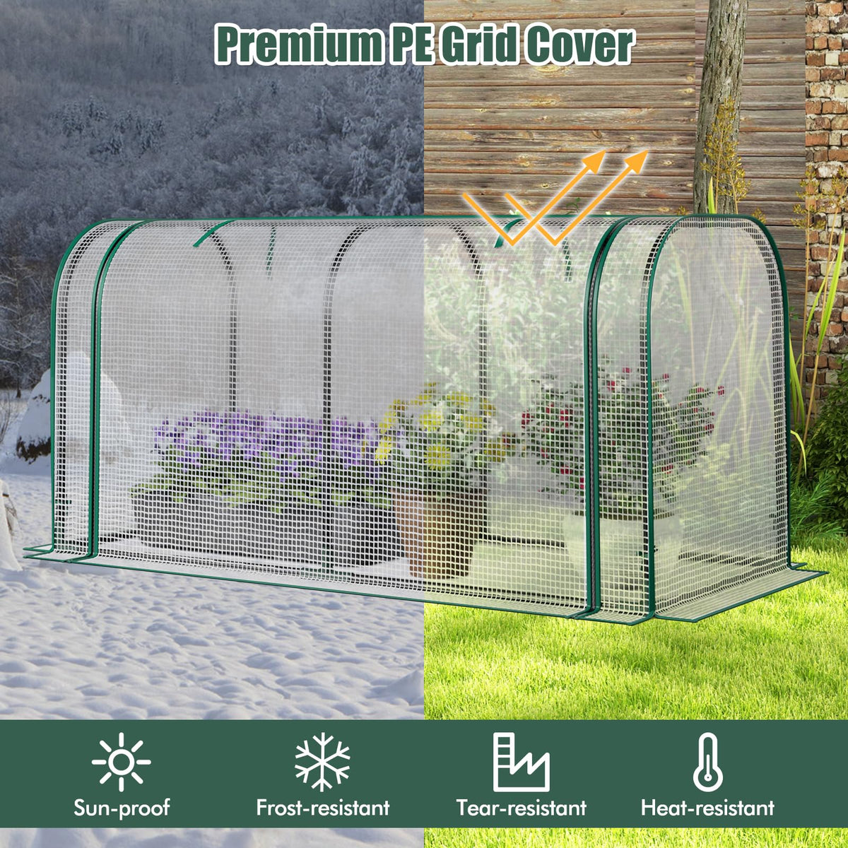 Happygrill Raised Garden Bed with Greenhouse Cover & Legs