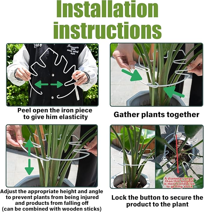 5PCS Monstera Plant Stem Support White - 11x9.4 inches, Durable Adjustable Leaf Supports for Indoor Plants, Fishbone Cactus Stake Holder for Garden Stability