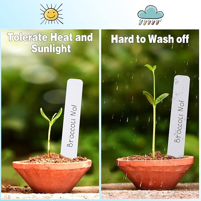 Plant Labels 300Pcs 4 Inch Plastic Plant Name Tags for Seedlings Garden Labels Markers Nursery Plant Tags Seed Labels for Outdoor Garden Plant Label Stakes with Permanet Marking Pen (Mix-Color)
