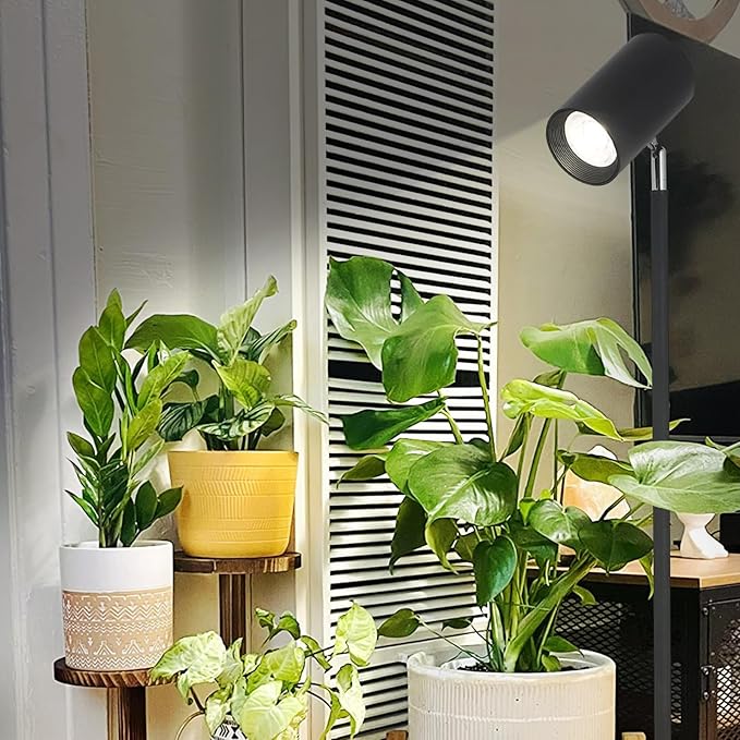 HMVPL 40W Grow Lights Stand for Indoor Plants Full Spectrum, Standing Plant Light for Indoor Growing with COB Plant Light Bulb, 4/8/12H Timer, Tall Growth Floor Lamp for Large Plant (6 Level Height)