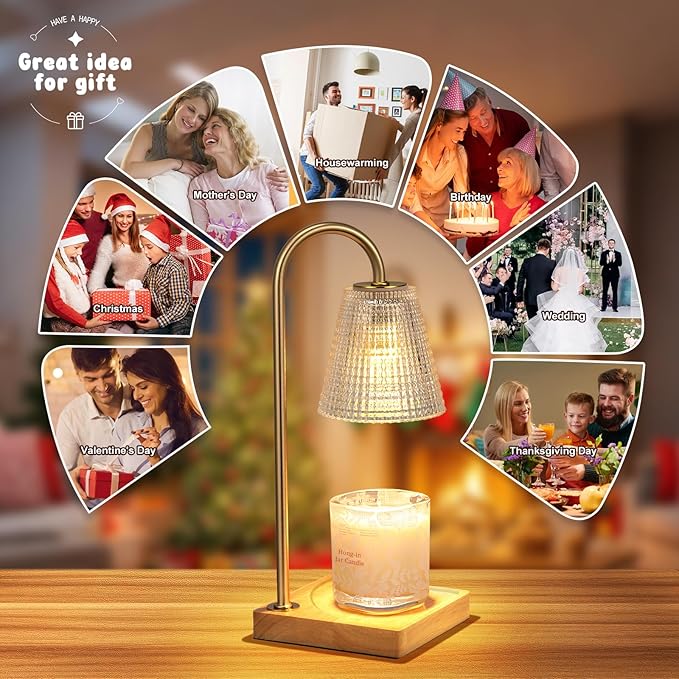 Hong-in Candle Warmer Lamp with Timer Dimmer,Birthday Gifts for Women Mom Sister,House Warming Gifts New Home Room Decor,Vintage Wax Warmer for Scented Wax Jar Candles