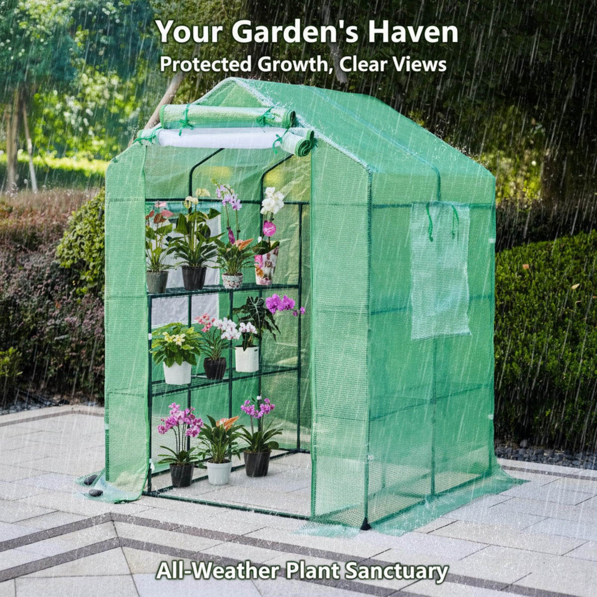 Solayis 56x55x74 Inch Greenhouse for Outdoors,3 Tier 8 Shelves Green