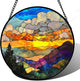 Stained Glass Window Hanging, Abstract Clouds Mountains Landscape Suncatcher for Doors Window Home Sun Catchers Decor Mother's Day Birthday Gifts for Women, Men Mom 11.8 in