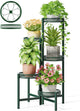 NQW 5-Tier Metal Plant Stand Indoor Outdoor, Corner Tall Plant Shelf for Multiple Plants, Foldable Plant Stand, Heavy Duty Flower Stand Holder for House Living Room Balcony Garden Patio -GreenFlower