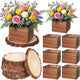 Leinuosen 16 Pcs Wedding Centerpieces Decor Set 8 x 4-inch Rustic Wood Cube Planter Box with 8 x Natural Wood Slices Tabletop Floral Arrangements for Baby Shower Home Garden Decorations