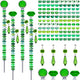Exway 100 PCS DIY Fairy Wand Beaded Garden Stake Beads Kits with Green Large Hole Beads 4 Crystal Stopper Top Threaded Rods and 4 Green Sparkling Crystal Pendants for Outdoor Indoor Decor