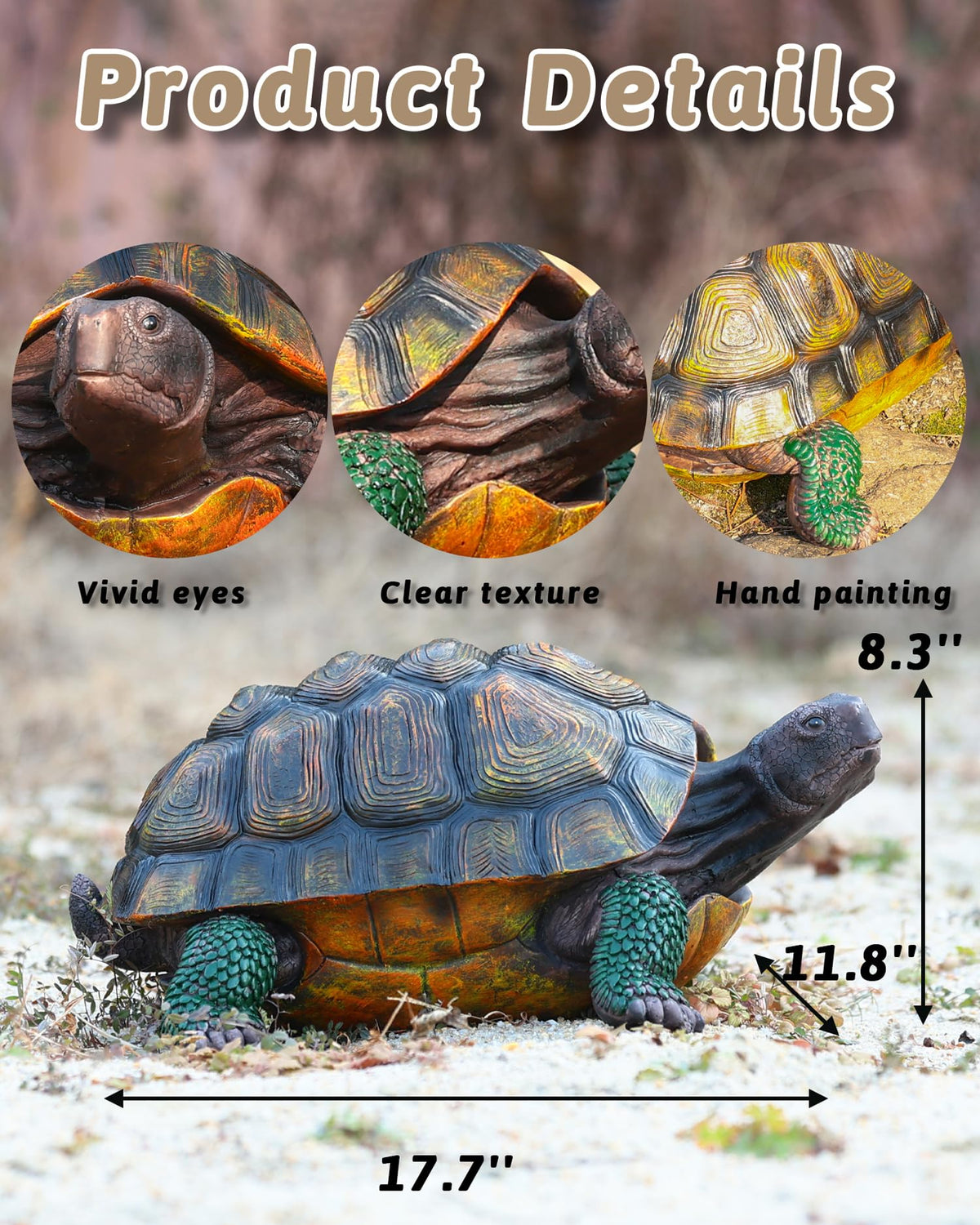 Sdeetesamjun Turtle Statue,Resin Garden Sculpture Indoor/Outdoor Yard Lawn Ornament,Home Decor (Extra Large)