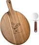 GleeNflux 12" Acacia Wood Charcuterie & Pizza Serving Board Set with Pizza Cutter, Rustic Wooden Board for Cheese, Appetizers & Entertaining, Thoughtful Housewarming Gift