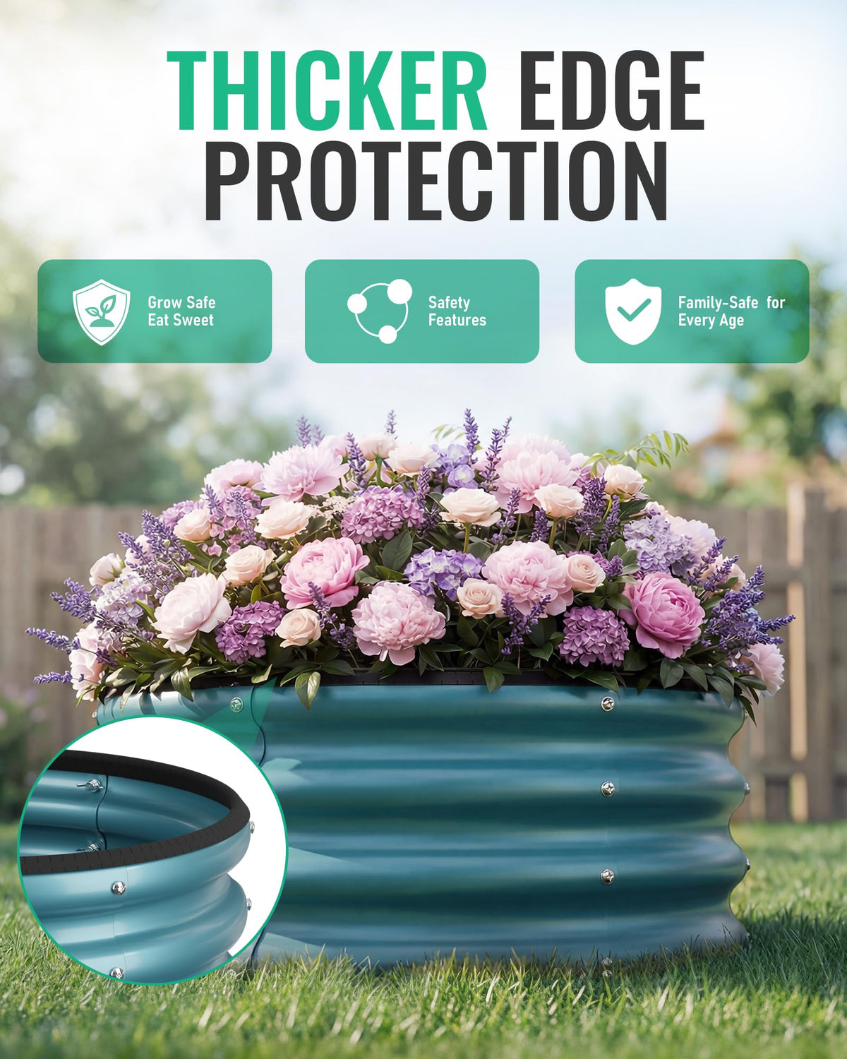 ZXZYHFTY Round Raised Garden Bed Set, 1 Pack, 2 x 2 x 1 Ft, Blue