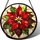 HWRHTR Stained Glass Window Hanging - Red Poinsettia Birth Flowers Suncatcher for Door Garden Yard Sun Catchers Decor Christmas Mother's Day Birthday Gifts for Women Mom Nana Teacher Friend 15 in