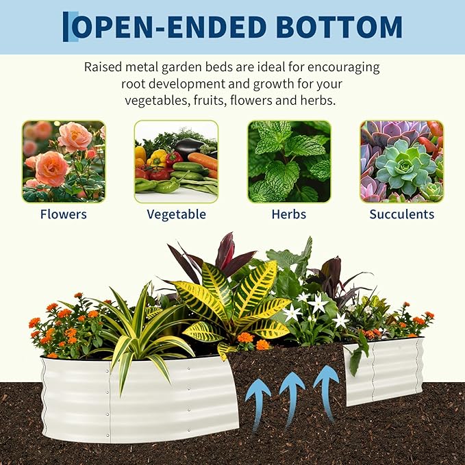 Galvanized Raised Garden Bed Outdoor, 8x2x1.5 ft Metal Planter Box for Flowers Herbs Vegetables, Rust-Resistant Raised Garden Beds for Gardening, Easy Assembly Outdoor Garden Box & Planters, Beige