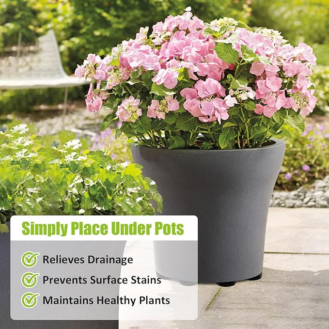 12 Pack Invisible Pot Feet with Enhanced Non-Slip Surface Grip Plant Pots and Flowers, Solid Rubber Pots Risers, Pot Lifters for Indoor or Outdoor Planters