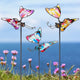Juegoal Set of 3 Butterfly Garden Stake Decor, 20 Inch Colorful Butterflies Stakes, Glass & Metal Yard Art Ornaments for Mom, Mothers Day Ideal Gifts, Outdoor Lawn Pathway Patio Plant Pot, Flower Bed