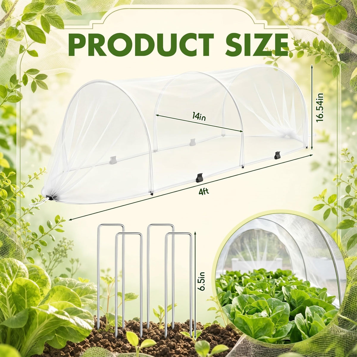 GliCraft 3 Pack Garden Bed Cover Row Accelerator Plants Cover,White,4ft
