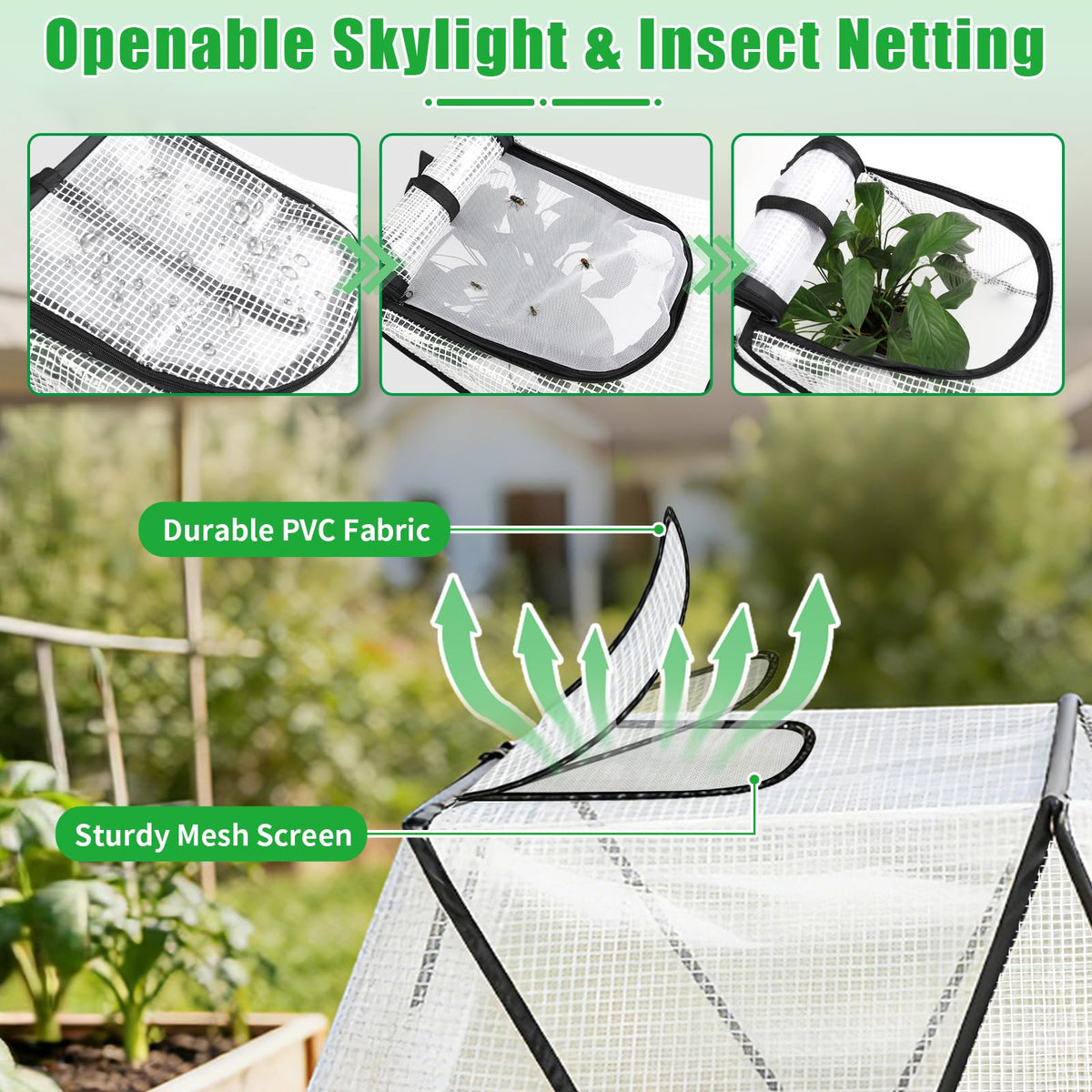 2 Pack Foldable Plant Covers Freeze Protection, Two Dual Layer Skylights