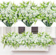 HIAGROW Artificial Flowers Outdoors 12 Bundles White Artificial Petunias Fake Flowers UV Resistant Shrubs Plants with Fern for Indoor Outside Hanging Planters Home Garden Summer Decorations