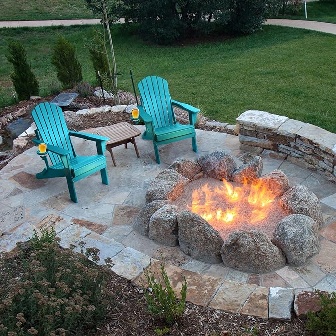 FUNBERRY Folding Adirondack Chair Set of 4, All Weather HDPE Fire Pit Chairs with Cup Holder for Outdoor
