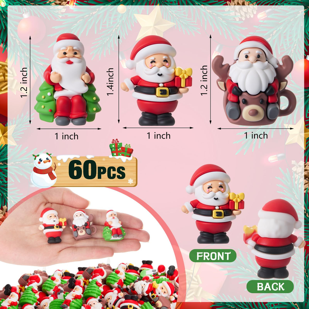 Sonwyoung 60 Pcs Christmas Mini Gnomes, Santa
