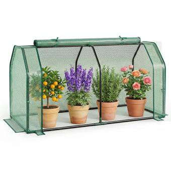 Happygrill Portable Mini Greenhouse with Roll-up Zipper Door & PE Cover