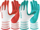 COOLJOB 10 Pairs Gardening Gloves for Women Ladies, Breathable Rubber Coated for Yard Garden, Outdoor Indoor Protective Work with Grip, Medium Size, Red & Green