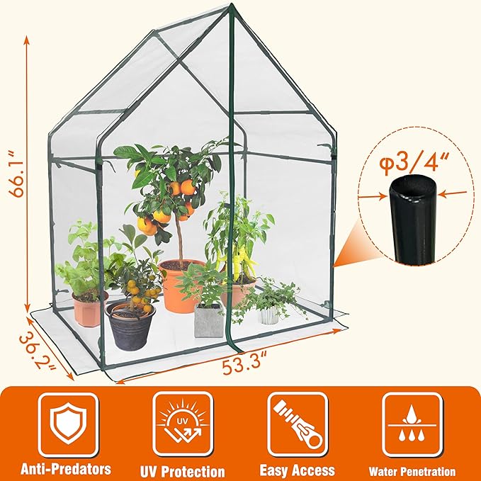 Gardzen Mini Greenhouse with Mesh Cover, Portable Outdoor Greenhouse, Enhanced Ventilation, Ideal for Spring, Summer & Fall 36.2"(L) x53.3(W) x66.1(H)