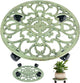 14 Inch Rolling Plant Stand with Wheels Metal Plant Caddy with Wheels Heavy Duty Round Plant Stand Indoor Iron Plants Rollers for Plants, Retro Green Plant Dolly 1 Pack