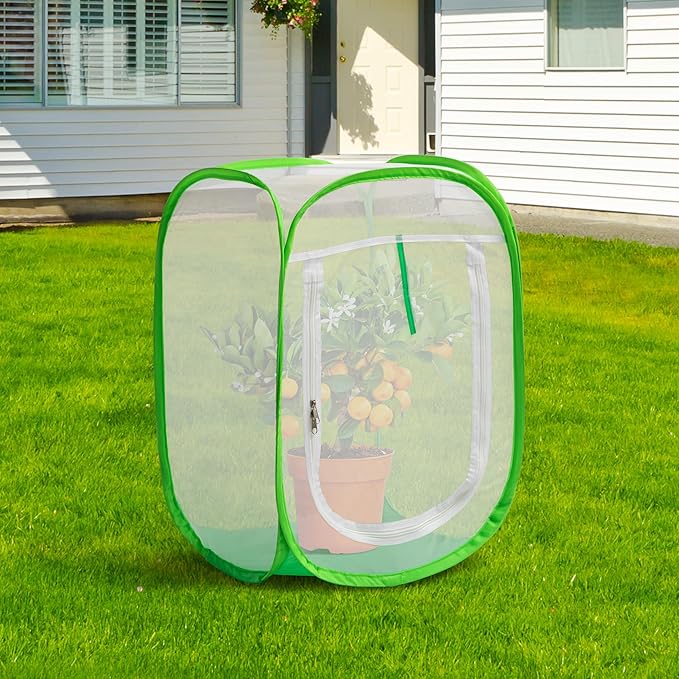 16" x 16" x 24" Pop Up Garden Mesh Plant Cover, Plant Protectors Mesh Plant Enclosure, Garden Net Cage Pest Protection Guard Tent with Storage Bag for Protect Plant Vegetable Fruit from Birds Insects
