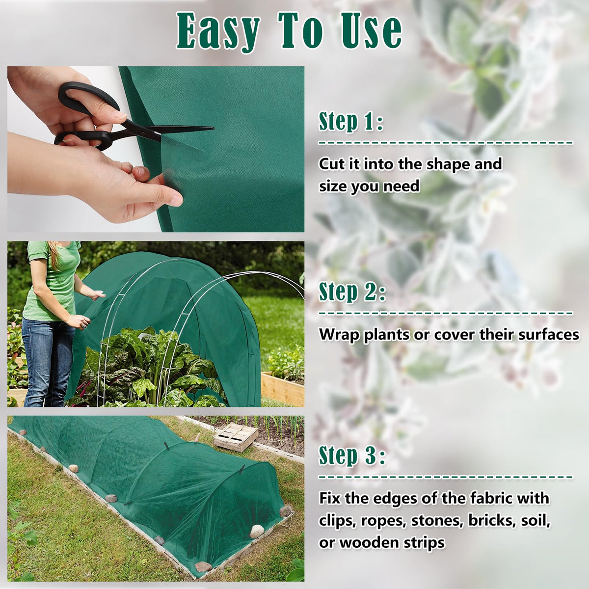 10X50 Ft Plant Cover Freeze Protection, 1.9oz/Yd² Thick Frost Cloth Blanket