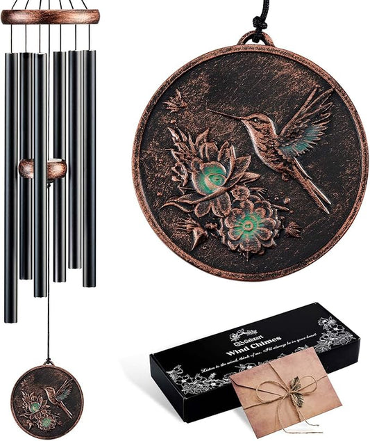 Gabzart Wind Chimes for Outside, Vintage Hummingbird Deep Tone Wind Chime Outdoor Clearance, Patio Porch Balcony Decoration, Garden Hanging Decor Gifts for Women Mom Grandma (32" Hummingbird)