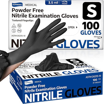 Medical Soft Max™ Black Nitrile Disposable Gloves, 100 Pcs, Latex-Free & Powder-Free Food Safe Food Prep Exam Gloves