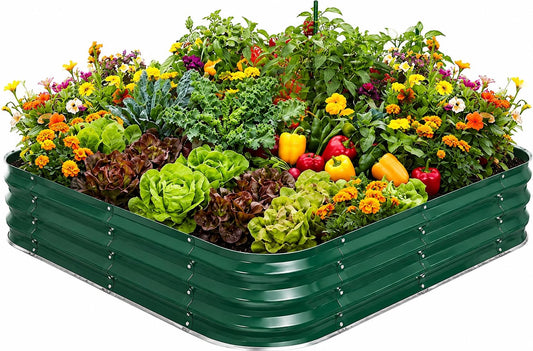 Square Raised Garden Bed 4x4 ft for Vegetables, Herbs & Flowers, 12" Deep