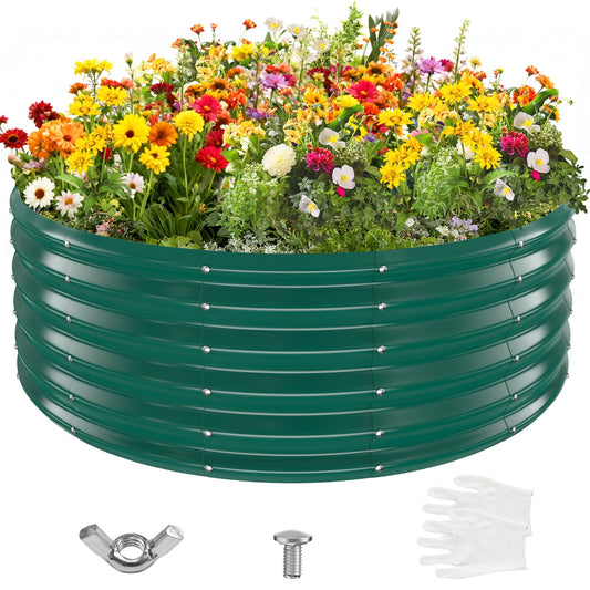 YSEJOMP 17" Tall 48" Diameter Round Raised Garden Bed Kits Outdoor Green