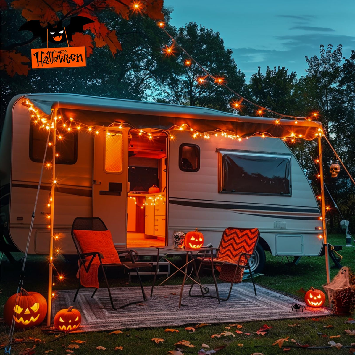 JMEXSUSS 400 LED Orange Lights for Halloween Decor, Plug in with Remote