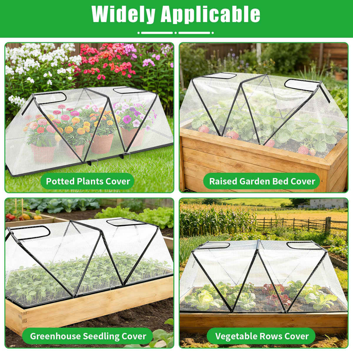 2 Pack Foldable Plant Covers Freeze Protection, Two Dual Layer Skylights