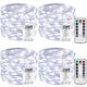 4 Pack 60 LED Fairy Lights Battery Operated with Remote, 20 FT Cool White