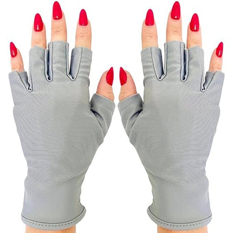 ManiGlovz -The Original Dermatologist Recommended UPF 50+ UV Protective Manicure and Sunblock Fingerless Gloves, Sun Protection, Driving and Gel Manicure Gloves in Grey