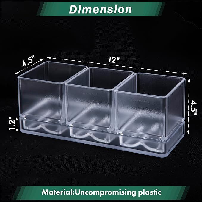 D'vine Dev Herb Garden Planter Set, Plastic Plant Pots with Drainage and Saucer, Indoor Succulent Cactus Vegetable Pot for Windowsill, Garden Balcony, Clear, Set of 2, 76-V-D-2