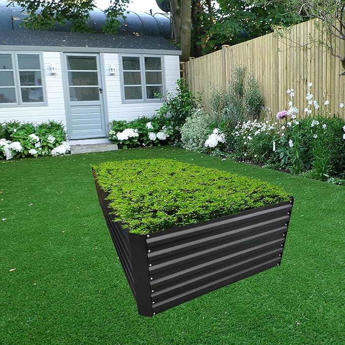 6x3x2FT Metal Raised Garden Bed Kit, Galvanized Outdoor Garden Bed Planter Box for Vegetables, Flowers, Herbs, Succulents and More, Black
