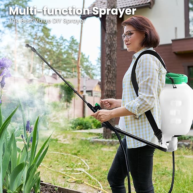 REALWORK 4-Gallon Backpack Sprayer with Padded Shoulder Strap for Pests & Weeds, Watering Garden, and Spraying Plants, in Translucent White