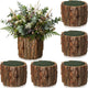 6 Set Wooden Vase for Centerpieces Wooden Flower Vase with Flower Mud Rustic Bark Stump Buckets Vintage Wood Planter Pots for Woodland Party Wedding Window Home Farmhouse Table Decor