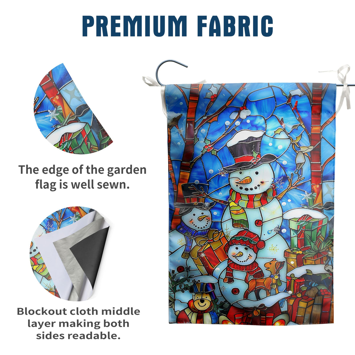 Stained Glass Snowman House Flags 28 x 40 Double Sided Merry Christmas Garden Flag Hello Winter Yard Flag Happy Holidays Flag for Outside Welcome New Year Outdoor Flag Large